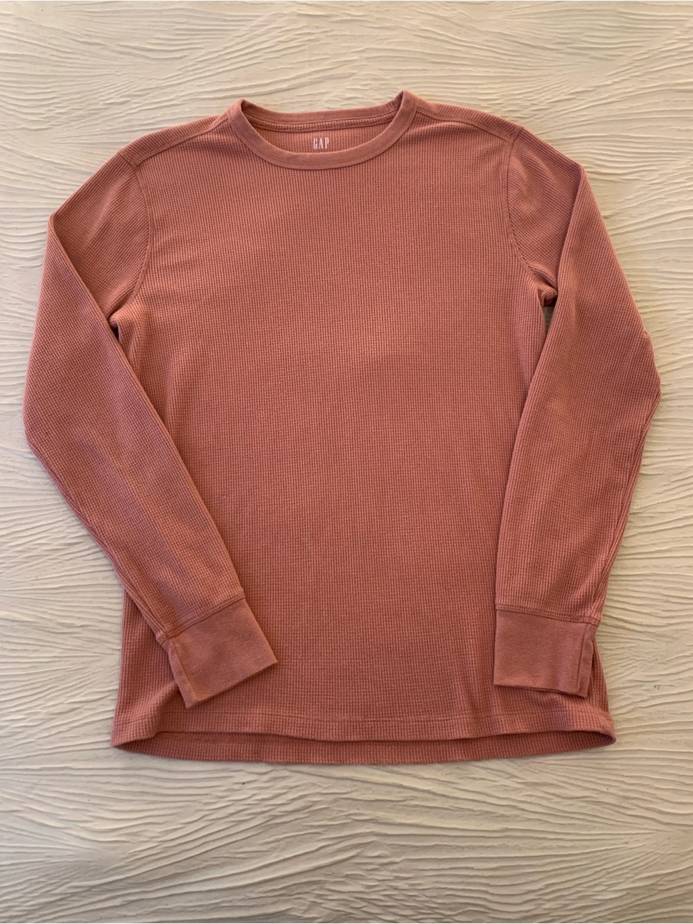 Gap Peach Colored Waffle Knit Thermal Long Sleeve T-Shirt, size Medium